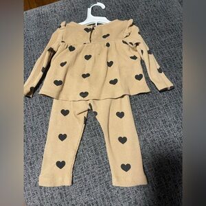 Gap baby girl 6-12 months heart pants and long sleeve shirt
